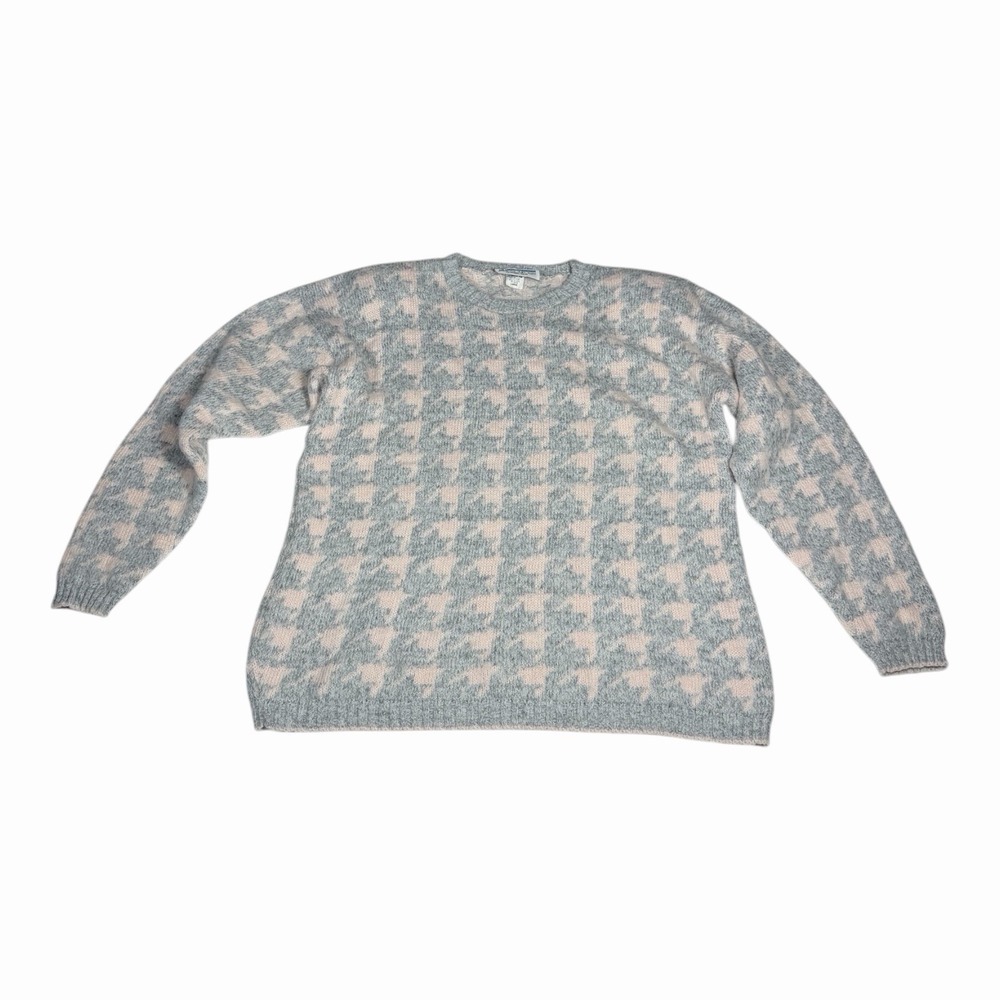 Vtg In Resource Doris Skis Sweater Women's Large Pink Gray Stripe 90s Blend